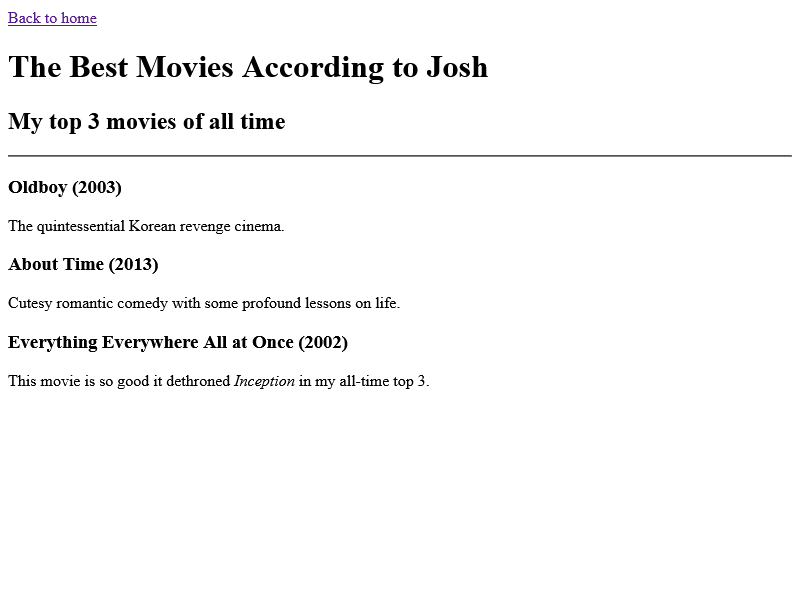 Screenshot of the Movie Ranking Project