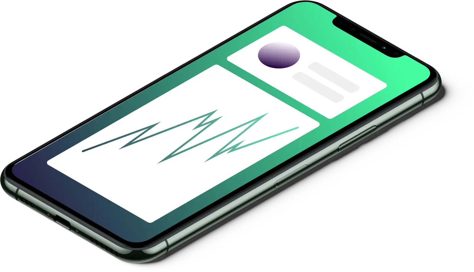 3D illustration of an iPhone showing a line graph